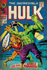 Marvel Comics Retro: The Incredible Hulk Comic Book Cover No.103, with the Space Parasite (aged)