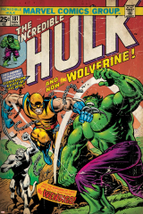 Marvel Comics Retro: The Incredible Hulk Comic Book Cover No.181, with Wolverine (aged)