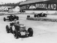 MG, Alfa Romeo, and Bugatti in British Empire Trophy Race at Brooklands, 1935