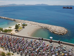 Peloton Along Mediterranean Sea, Third Stage of Tour de France, Marseille, July 7, 2009