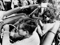 Pres Kennedy Drives an Open Car in Newport, Rhode Island