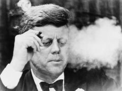 President John Kennedy, Smoking a Cigar at a Democratic Fundraiser, Oct. 19, 1963