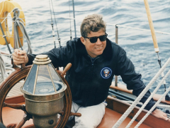 President Kennedy Sailing Aboard US Coast Guard Yacht &#x27;Manitou&#x27;, Rhode Island, 1962