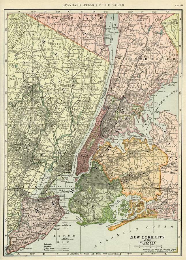 New York City Vicinity Map Vintage posters for sale