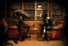 Predator Vs Aliens Study Play Chess Funny