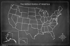 United States Of America Chalk Map
