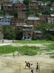 Venezuelan Children Play Soccer at the Resplandor Shantytown
